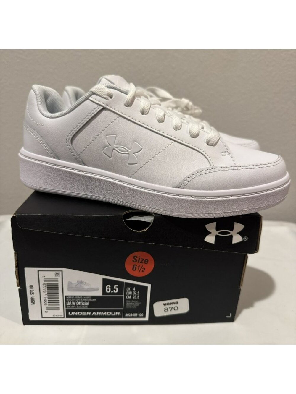 Size 6.5 - Under Armour Official White W 3028487-100